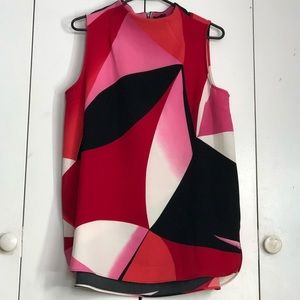 Worthington bright red and pink tunic length top